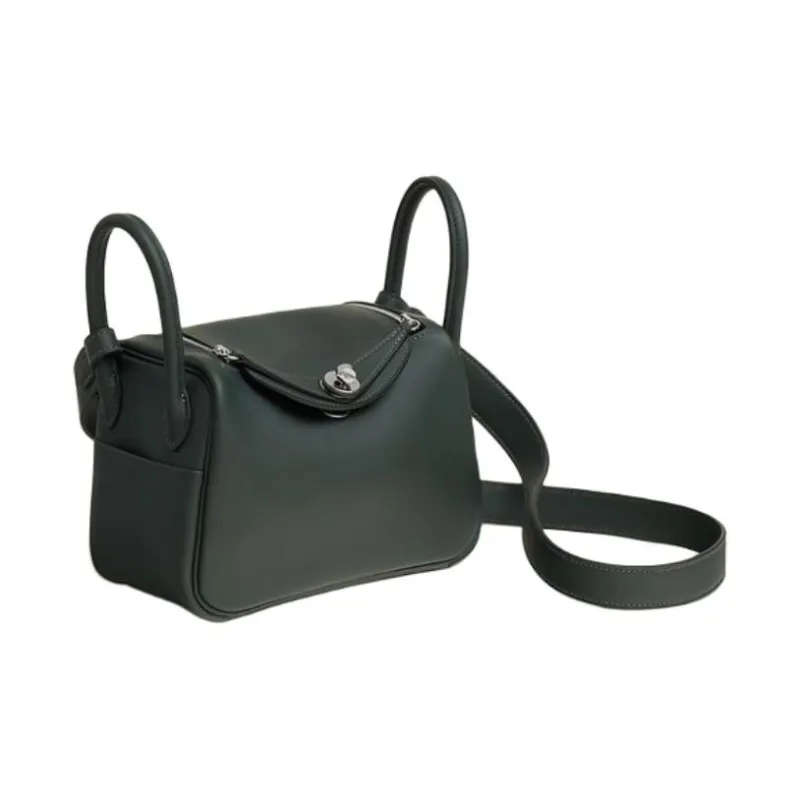 HERMES Lindy Swift Leather Shoulder Bag Crossbody Bag Handbag Mini Women's Dark Green-1