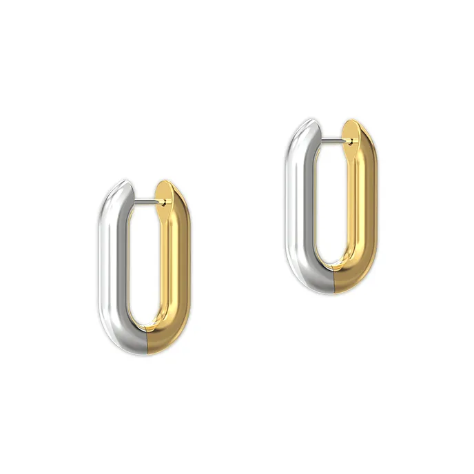 Mistova JEWELRY S925 Silver plated Gold Chain Hoop Earrings With C Lock Colorful Mix Women's-1