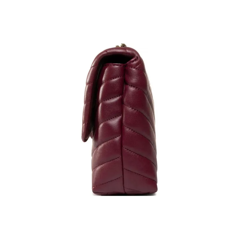 TORY BURCH Sheepskin Patchwork Crossbody Bag, Shoulder Bag Women's Pomegranate Stone Color-1