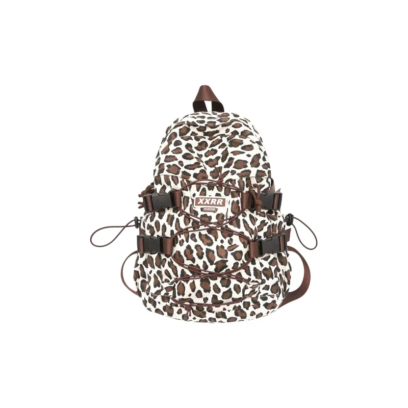 DCLOUD Canvas Backpack Women's Brown Leopard Print/Beige Leopard Print-5