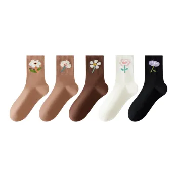 MIIOW Mid Calf Socks Women's 5 Pack Mixed Color
