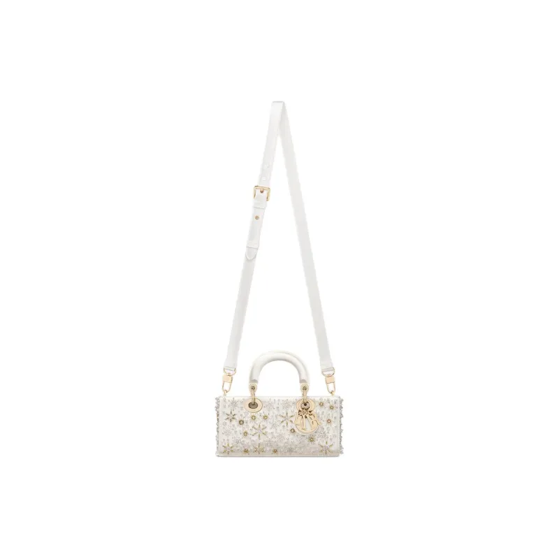 DIOR Lady D-JOY Silk Glass Calfskin Satin Shoulder Bag Crossbody Bag Handbag Small Size Women's Latte-2