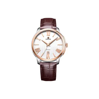 EBOHR Premium Collection Automatic Mechanical Movement Genuine Leather Strap Watch Men's Watches White Dial