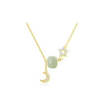 Bermuda Eyes Necklaces Pale Greenish White Jade Women's
