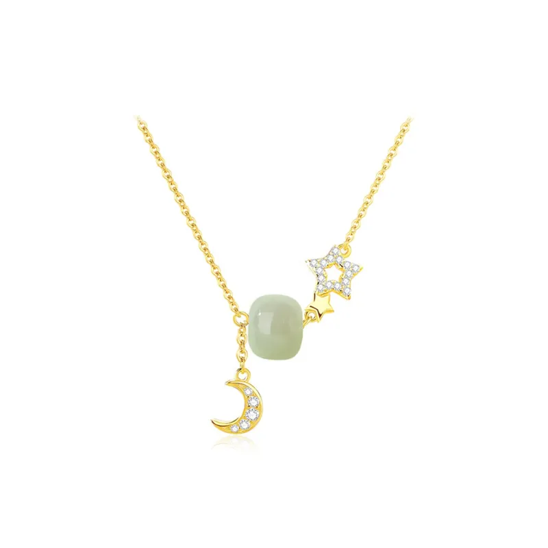 Bermuda Eyes Necklaces Pale Greenish White Jade Women's-0