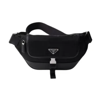 PRADA Re NylonSaffiano Leather Crossbody Bag Shoulder Bag Men's Black