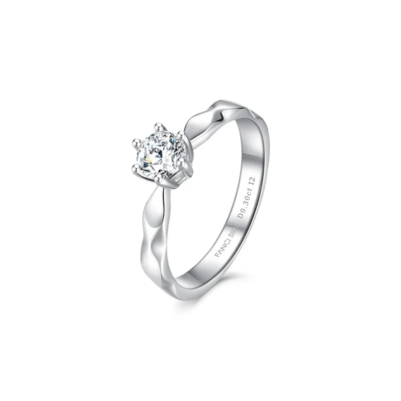 FANCI S925 Silver Inlay 0.1/0.3/0.5 Carat Lab Grown Diamond Rings Unisex-4