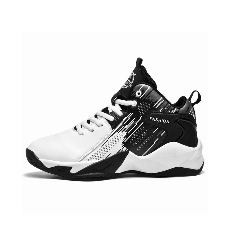 MUSNODO Cushioning, Slip Resistant, And Abrasion Resistant High Top Basketball Shoes Unisex Black White Mismatched-29