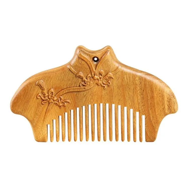 Zhou Guangsheng Natural Green Sandalwood Wood Cheongsam Wooden Comb Massage Hair Care-0