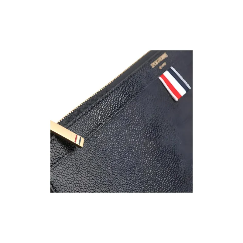 THOM BROWNE· Leather Coin Purse Clutch Medium Size Men's Black-6