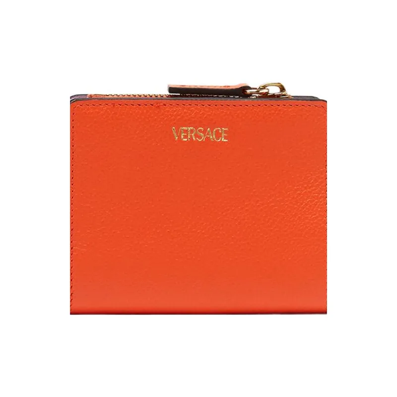 VERSACE La Medusa Cow Leather Wallet Women's Orange-4