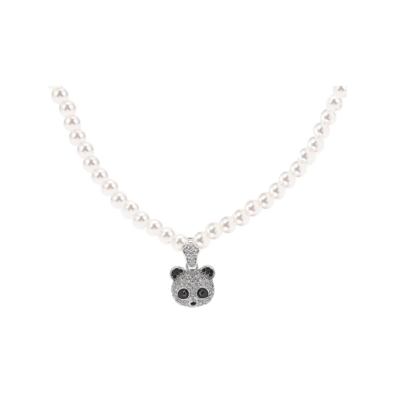 Vegetarian Zircon Faux Pearl Necklaces Women's-0