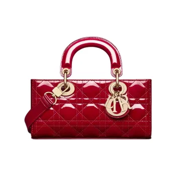 DIOR Lady D JOY Patent Leather Cowhide Dior Bag Shoulder Bag Crossbody Bag Handbag Small Size Women's Cherry Red