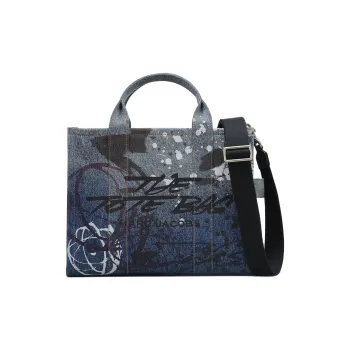 MARC JACOBS FUTURA Collaboration Denim Tote Bag, Shopping Bag, Handbag Medium Size Unisex Denim Blue