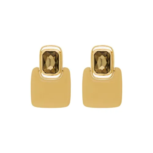 SAINT LAURENT Metal, Glass, Resin Earrings Women's Brown
