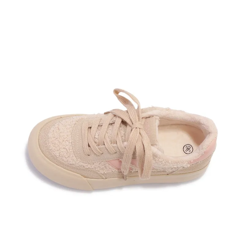 SNXR Warm Anti Slip And Wear Resistant Low Top Skateboard Shoes Women's Beige Pink-2
