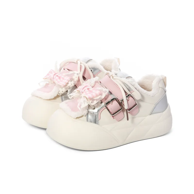 Lovely You Warm Lightweight And Wear Resistant Low Top Skateboard Shoes Women's Beige Silver Pink-8