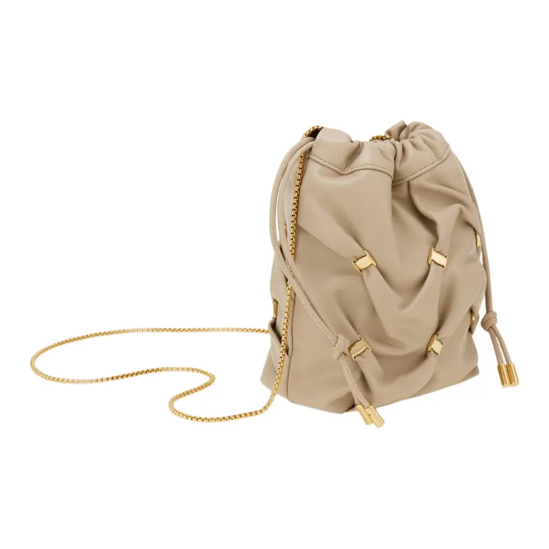 FERRAGAMO Nappa Leather Bucket Bags Crossbody Bag Shoulder Bag Mini Women's Taupe-1