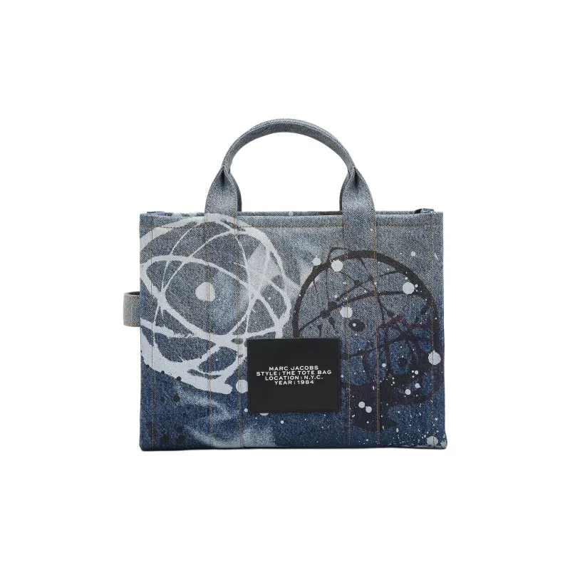 MARC JACOBS FUTURA Collaboration Denim Tote Bag, Shopping Bag, Handbag Medium Size Unisex Denim Blue-2