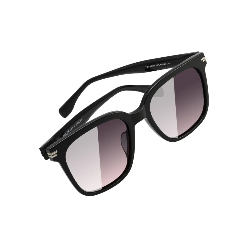 PULAIS Plate Frame Square Sunglasses Men's Black-10