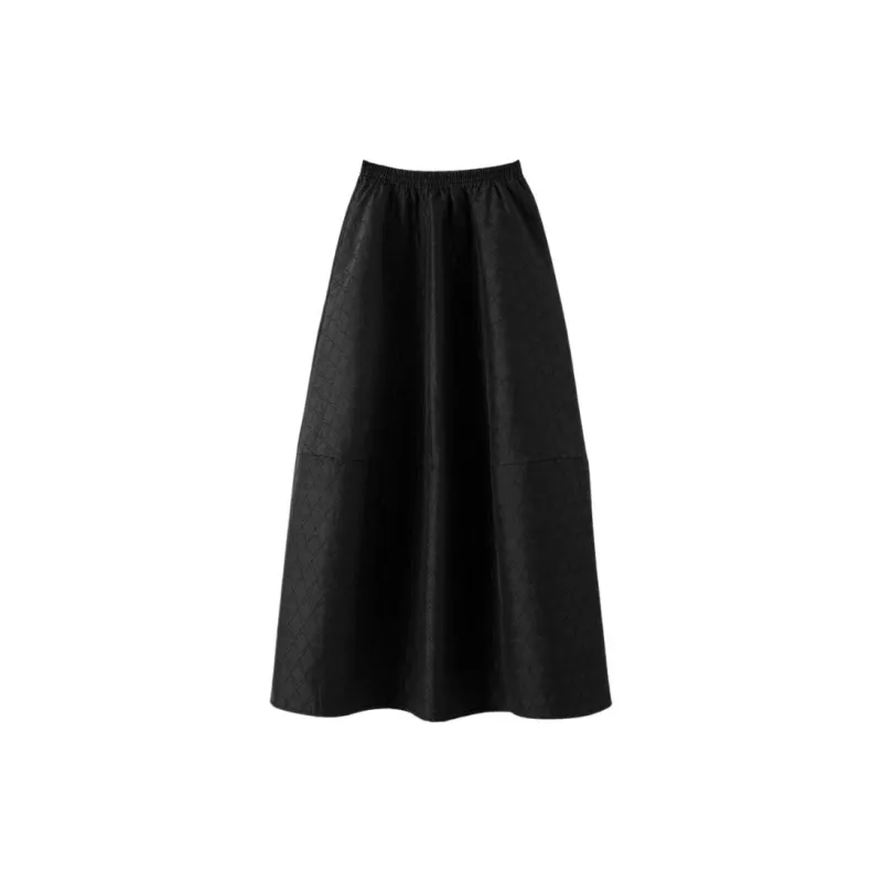 Late White Casual Long Skirts Women's Black-2