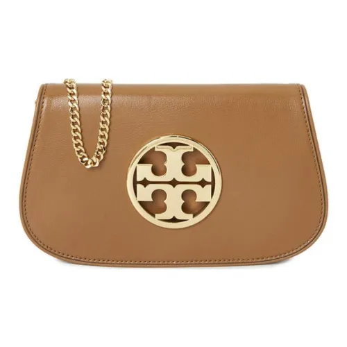 TORY BURCH Leather Clutch Handbag Shoulder Bag Women's Brown
