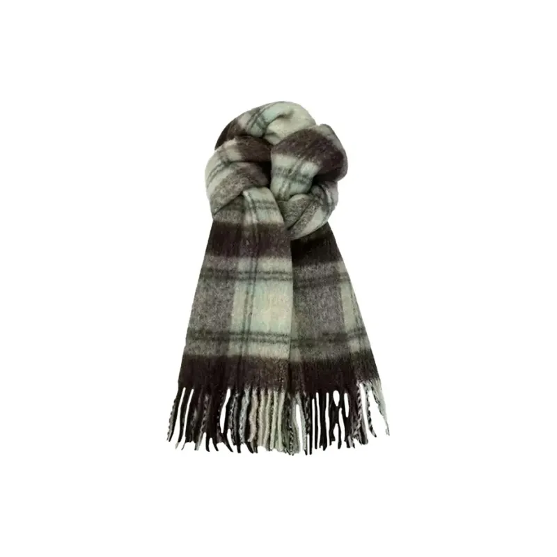 PISHUSHU Polyester Knit Scarves Unisex Blue Green Pink Purple-2