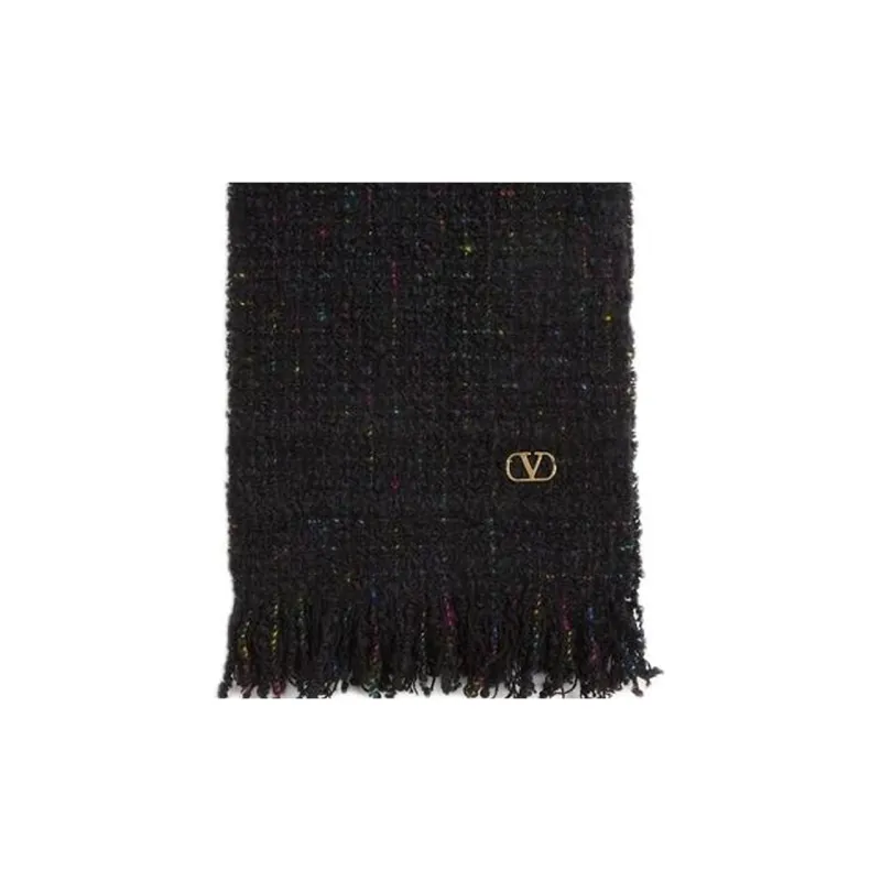 Valentino Wool Knit Scarves Women's Black-2