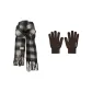 Black White Scarf+Coffee Glove