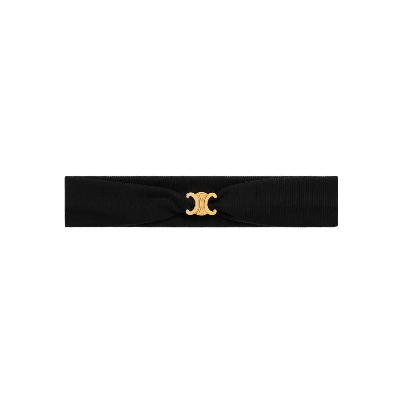 CELINE Triomphe Athletic Headband In Polyamide Elastane And Brass With Gold Finish-0
