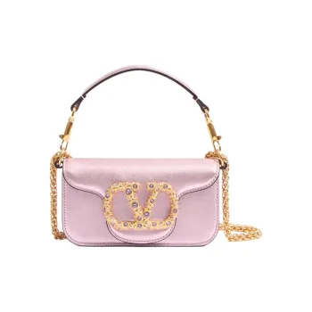 Valentino Locò Calfskin Shoulder Bag Crossbody Bag Handbag Small Size Women's Purple Pink