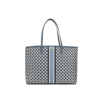 TORY BURCH Perry Cowhide Leather Tote Bag Shopping Bag Shoulder Bags Handbags Regular Women's Blue Multicolor