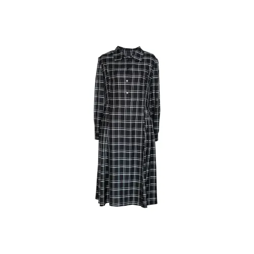 ROEYSHOUSE FW24 Long-Sleeved Dresses Women's Black White Plaid
