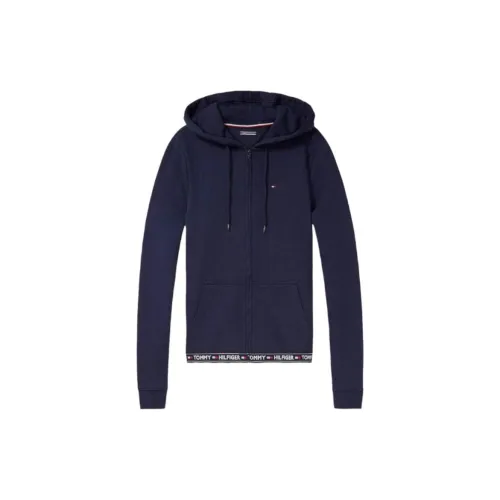 Tommy Hilfiger Logo Tape Hoodie Hoodies Jackets Coats Women's Blue