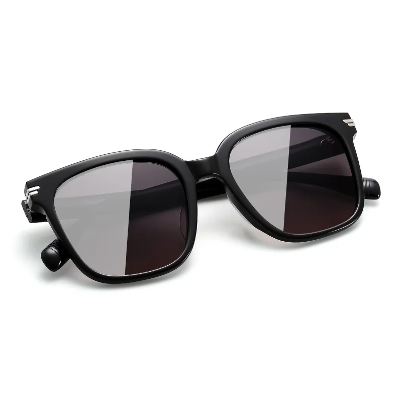 PULAIS Plate Frame Square Sunglasses Men's Black-5