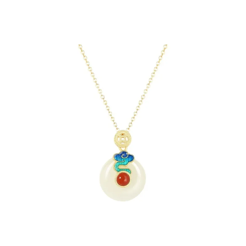 WEITIANXUAN Hetian Jade Necklaces White Jade/Pale Greenish White Jade Unisex-0