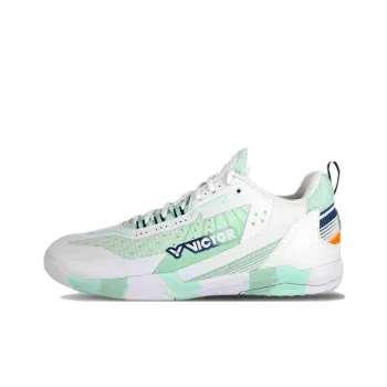 VICTOR Anti Slip Wear Resistant Low Top Badminton Shoes Unisex White Green