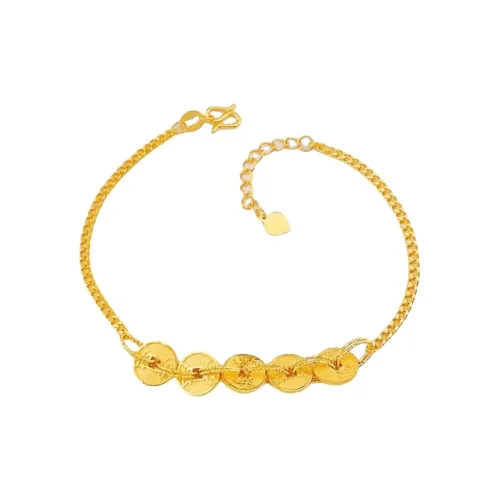 Good Has A Cause 5G Gold Solid Coin Adjustable Chain Solid Gold 999 Priced In Gram Five Emperor Coins Bracelet Women's