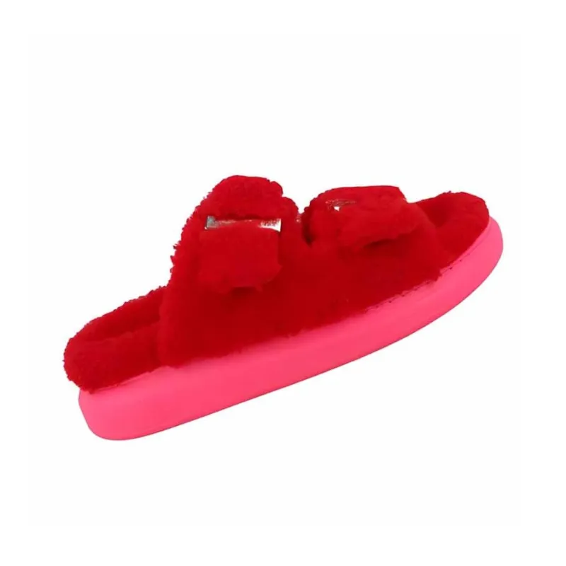 Alexander McQueen Shearling Slides Red Pink Women's-2