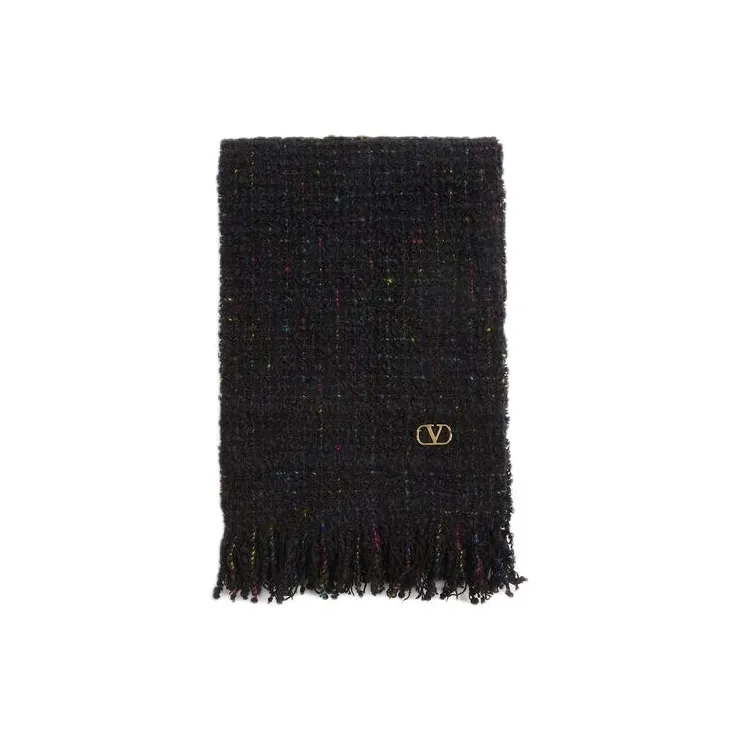 Valentino Wool Knit Scarves Women's Black-1