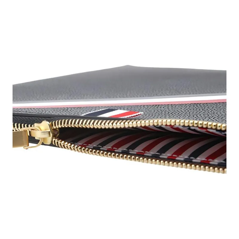 THOM BROWNE· Leather Coin Purse Clutch Medium Size Men's Black-8