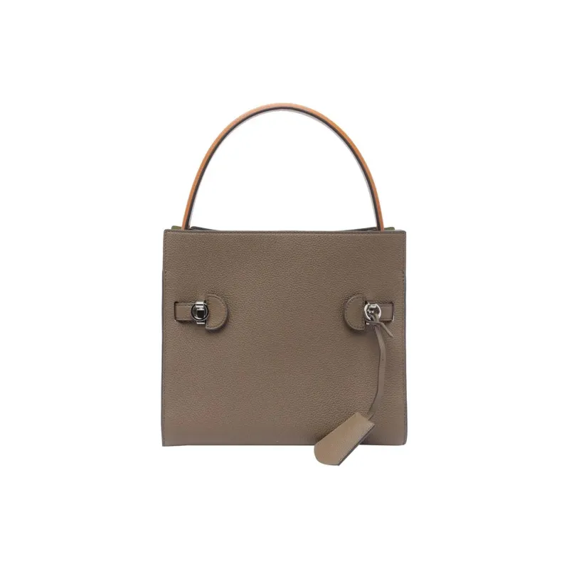 TORY BURCH Lee Radziwill Litchi Grain Leather Crossbody One Shoulder Handbag Trumpets Women's Mushroom Gray-3