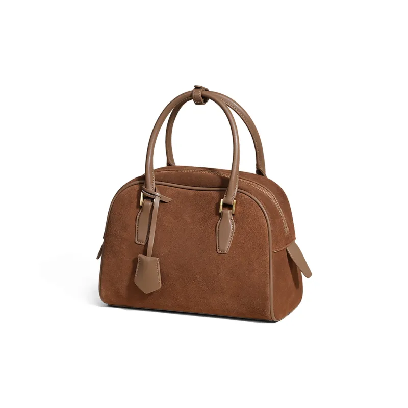 COMELY Cow Leather Boston Bag One Shoulder Handbags Regular Women's Chocolate/Khaki-7