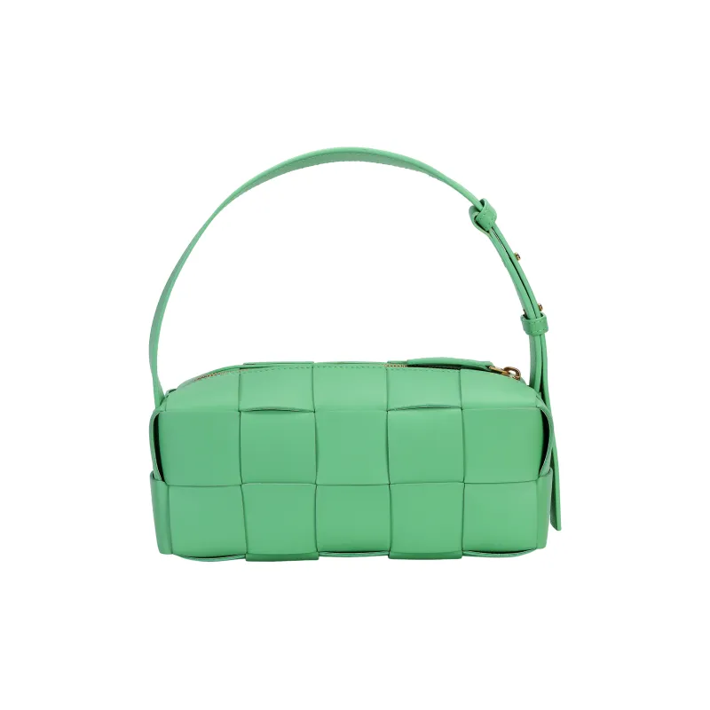 Bottega Veneta Brick Casstte Sheepskin Handbag Shoulder Bag Small Size Women's Siren Green-4