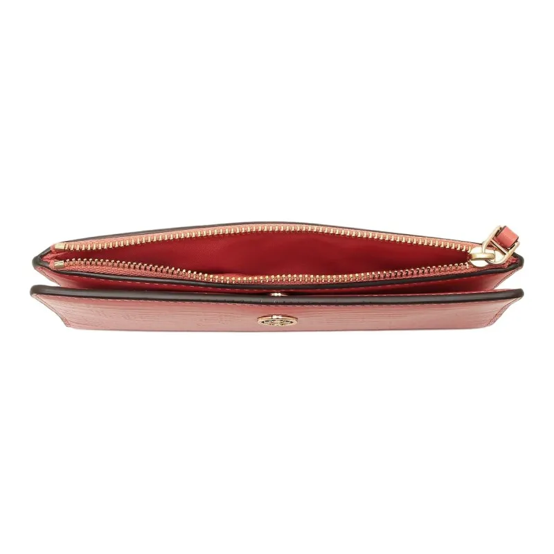 TORY BURCH Robinson Patent Leather, Cross Grain Leather Wallet Women's Coral Pink-4