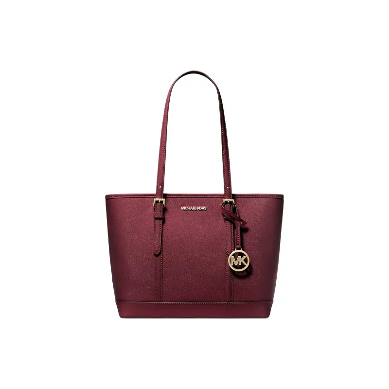 MICHAEL KORS Jet Set Travel Saffiano Leather Tote Bag Shopping Bag Shoulder Bag Handbag Small Size Women's Burgundy-0