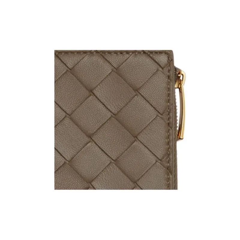 Bottega Veneta Intrecciato Lambskin Wallet Small Size Women's Pinecone Brown-4