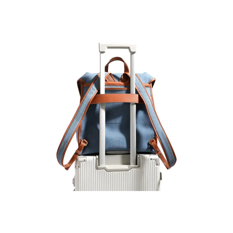 OCTSUI Denim Backpack Unisex Danny Blue/Tea Brown-3