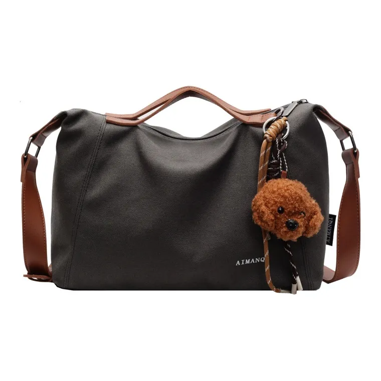 Barang Bear Canvas Canvas Bag One Shoulder Handbag Regular Unisex Multicolor-6