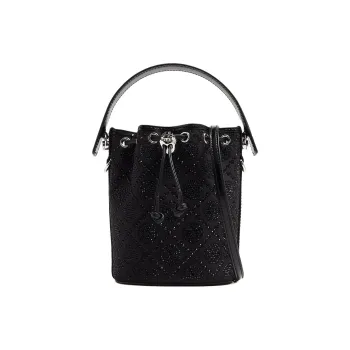 TORY BURCH T Monogram Cotton Bucket Bags Shoulder Bag Crossbody Bag Handbag Mini Women's Black